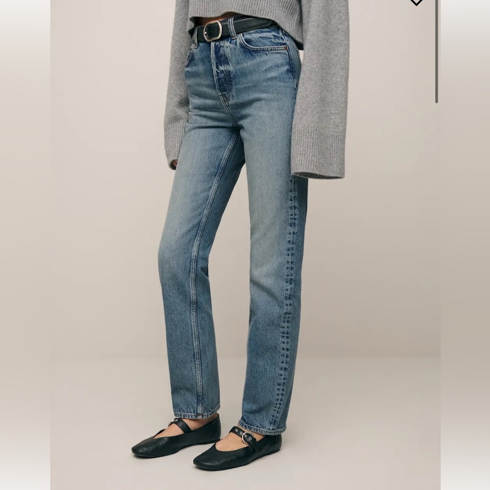 NWT Reformation Cynthia High Rise Straight Jeans in Galway Size 26